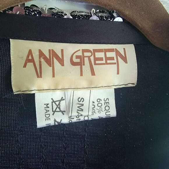 Vintage Ann Green Sequin Cardigan 70's Womens SZ S Made In England Era Tour Disc - Picture 2 of 8